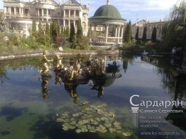 Садовая скульптурная композиция - фонтан . Мальчики с цветами. Портфолио скульптора Сардаряна Самвела Сергеевича