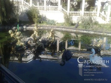 Садовая скульптурная композиция - фонтан . Мальчики с цветами. Портфолио скульптора Сардаряна Самвела Сергеевича